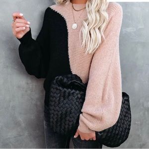 NWT VICI tan black colorblock sweater - M